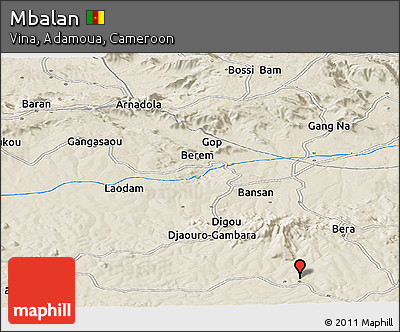 Shaded Relief Panoramic Map of Mbalan