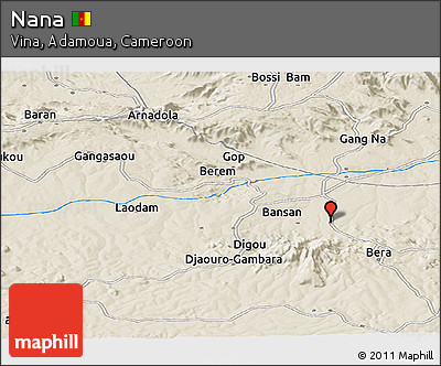 Shaded Relief Panoramic Map of Nana
