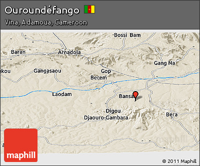 Shaded Relief Panoramic Map of Ouroundéfango