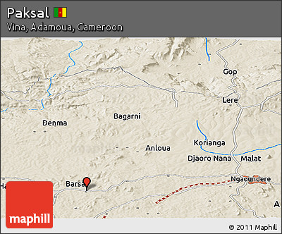 Shaded Relief Panoramic Map of Paksal