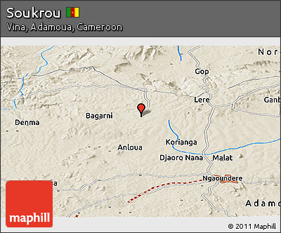 Shaded Relief Panoramic Map of Soukrou
