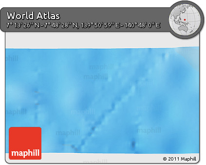 Shaded Relief 3D Map of the Area around 7° 30' 57" N, 140° 19' 29" E