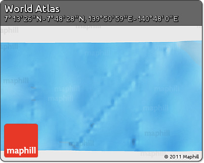 Shaded Relief 3D Map of the Area around 7° 30' 57" N, 140° 19' 29" E