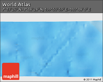 Shaded Relief 3D Map of the Area around 7° 30' 57" N, 140° 19' 29" E