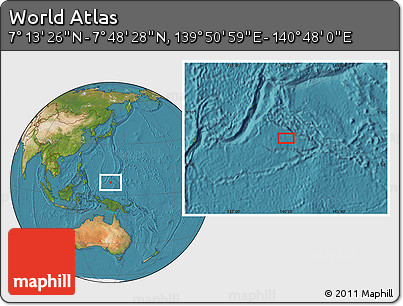 Satellite Location Map of the Area around 7° 30' 57" N, 140° 19' 29" E