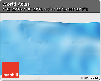 Shaded Relief 3D Map of the Area around 7° 30' 57" N, 141° 10' 30" E