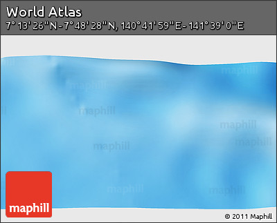 Shaded Relief 3D Map of the Area around 7° 30' 57" N, 141° 10' 30" E
