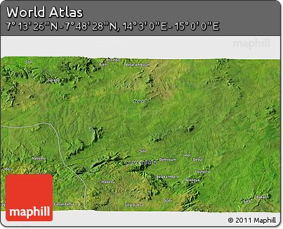 Satellite 3D Map of the Area around 7° 30' 57" N, 14° 31' 30" E