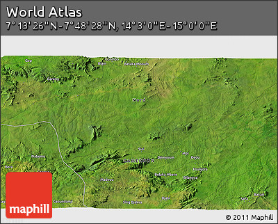 Satellite 3D Map of the Area around 7° 30' 57" N, 14° 31' 30" E