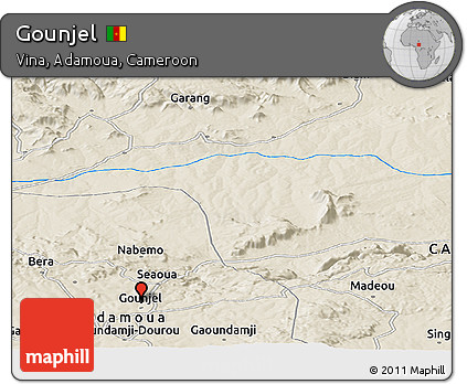 Shaded Relief Panoramic Map of Gounjel