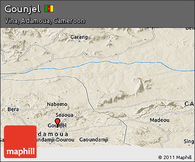 Shaded Relief Panoramic Map of Gounjel