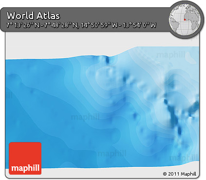 Political 3D Map of the Area around 7° 30' 57" N, 14° 22' 30" W