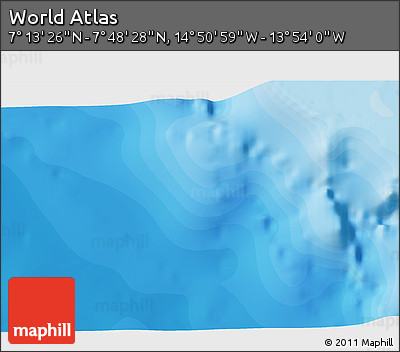 Political 3D Map of the Area around 7° 30' 57" N, 14° 22' 30" W