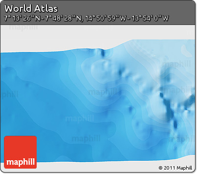 Political 3D Map of the Area around 7° 30' 57" N, 14° 22' 30" W