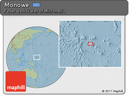 Savanna Style Location Map of Monowe, hill shading