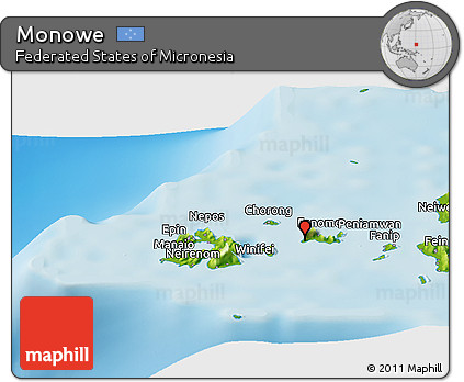 Physical Panoramic Map of Monowe