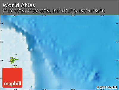 Physical Map of the Area around 7° 30' 57" N, 152° 13' 29" E