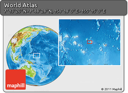 Physical Location Map of the Area around 7° 30' 57" N, 154° 46' 30" E