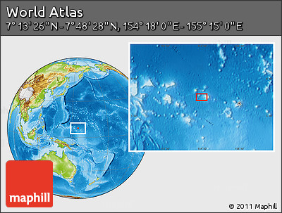 Physical Location Map of the Area around 7° 30' 57" N, 154° 46' 30" E