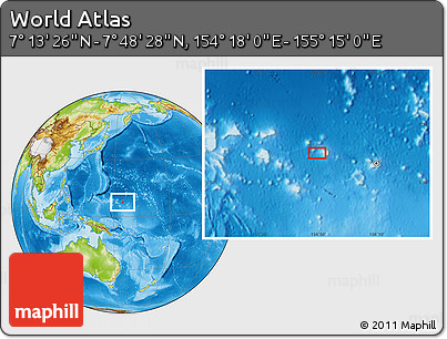 Physical Location Map of the Area around 7° 30' 57" N, 154° 46' 30" E