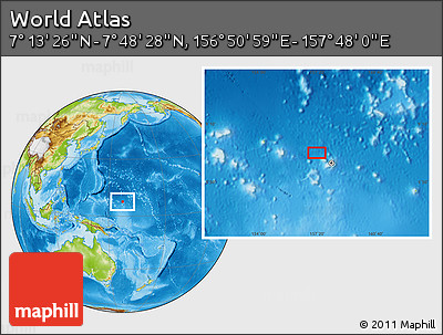 Physical Location Map of the Area around 7° 30' 57" N, 157° 19' 29" E