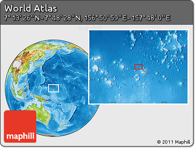 Physical Location Map of the Area around 7° 30' 57" N, 157° 19' 29" E