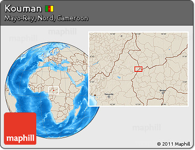 Shaded Relief Location Map of Kouman
