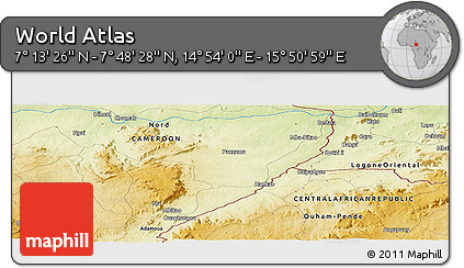 Physical Panoramic Map of the Area around 7° 30' 57" N, 15° 22' 30" E