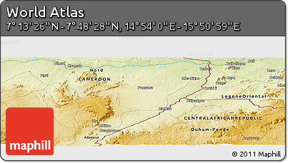 Physical Panoramic Map of the Area around 7° 30' 57" N, 15° 22' 30" E