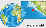 Physical Location Map of the area around 7° 30' 57" N, 15° 13' 29" W