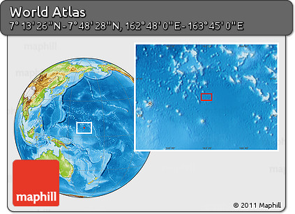 Physical Location Map of the Area around 7° 30' 57" N, 163° 16' 30" E