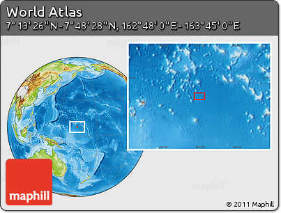 Physical Location Map of the Area around 7° 30' 57" N, 163° 16' 30" E