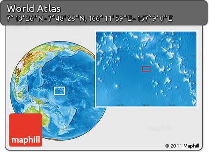 Physical Location Map of the Area around 7° 30' 57" N, 166° 40' 30" E