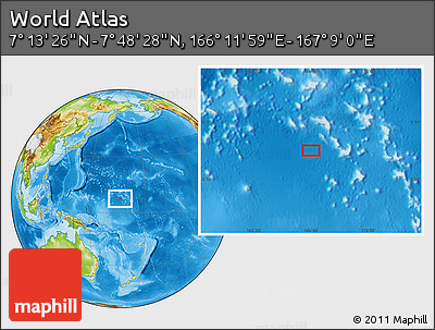 Physical Location Map of the Area around 7° 30' 57" N, 166° 40' 30" E