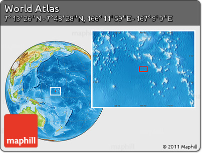 Physical Location Map of the Area around 7° 30' 57" N, 166° 40' 30" E