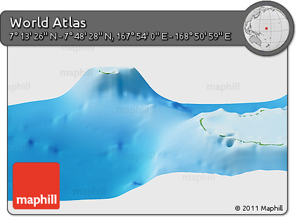 Physical Panoramic Map of the Area around 7° 30' 57" N, 168° 22' 30" E