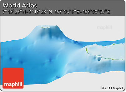 Physical Panoramic Map of the Area around 7° 30' 57" N, 168° 22' 30" E