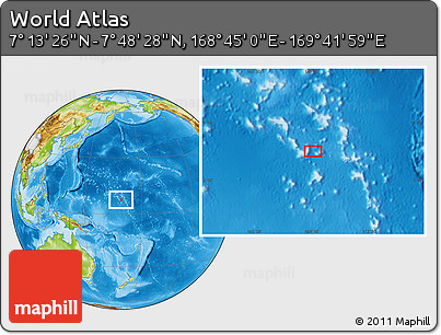 Physical Location Map of the Area around 7° 30' 57" N, 169° 13' 29" E