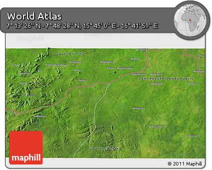 Satellite 3D Map of the Area around 7° 30' 57" N, 16° 13' 30" E