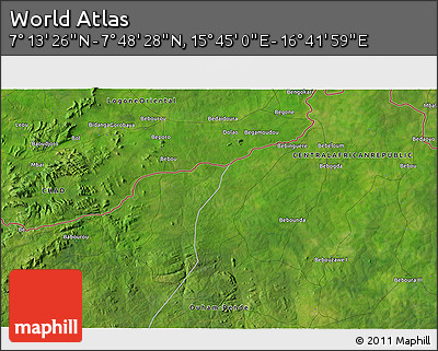 Satellite 3D Map of the Area around 7° 30' 57" N, 16° 13' 30" E