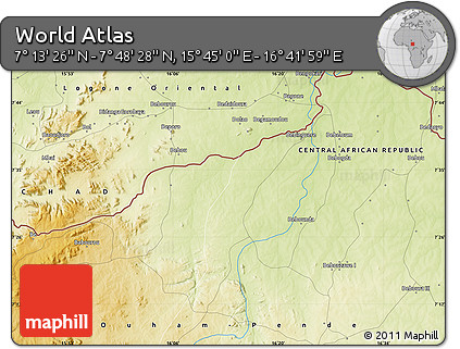 Physical Map of the Area around 7° 30' 57" N, 16° 13' 30" E