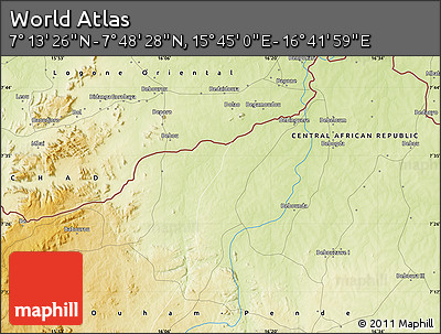 Physical Map of the Area around 7° 30' 57" N, 16° 13' 30" E