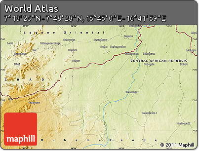Physical Map of the Area around 7° 30' 57" N, 16° 13' 30" E