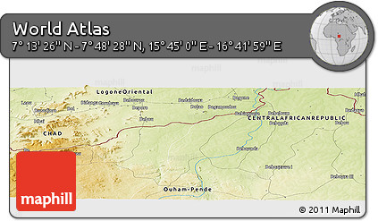 Physical Panoramic Map of the Area around 7° 30' 57" N, 16° 13' 30" E