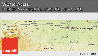 Physical Panoramic Map of the Area around 7° 30' 57" N, 16° 13' 30" E