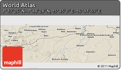 Shaded Relief Panoramic Map of the Area around 7° 30' 57" N, 16° 13' 30" E