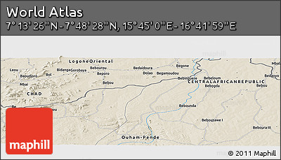 Shaded Relief Panoramic Map of the Area around 7° 30' 57" N, 16° 13' 30" E