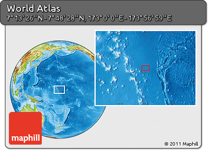 Physical Location Map of the Area around 7° 30' 57" N, 173° 28' 29" E