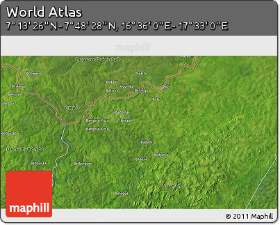 Satellite 3D Map of the Area around 7° 30' 57" N, 17° 4' 30" E