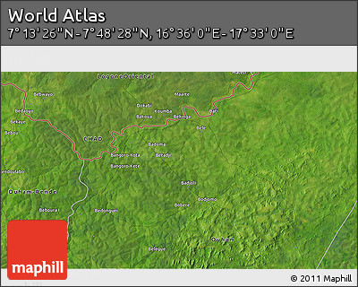 Satellite 3D Map of the Area around 7° 30' 57" N, 17° 4' 30" E
